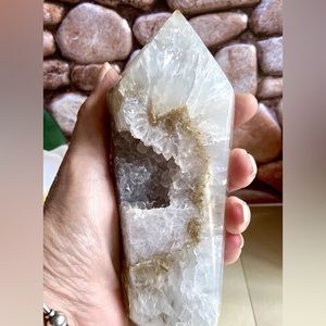 Large Natural Agate Double Terminated Point with Druzy